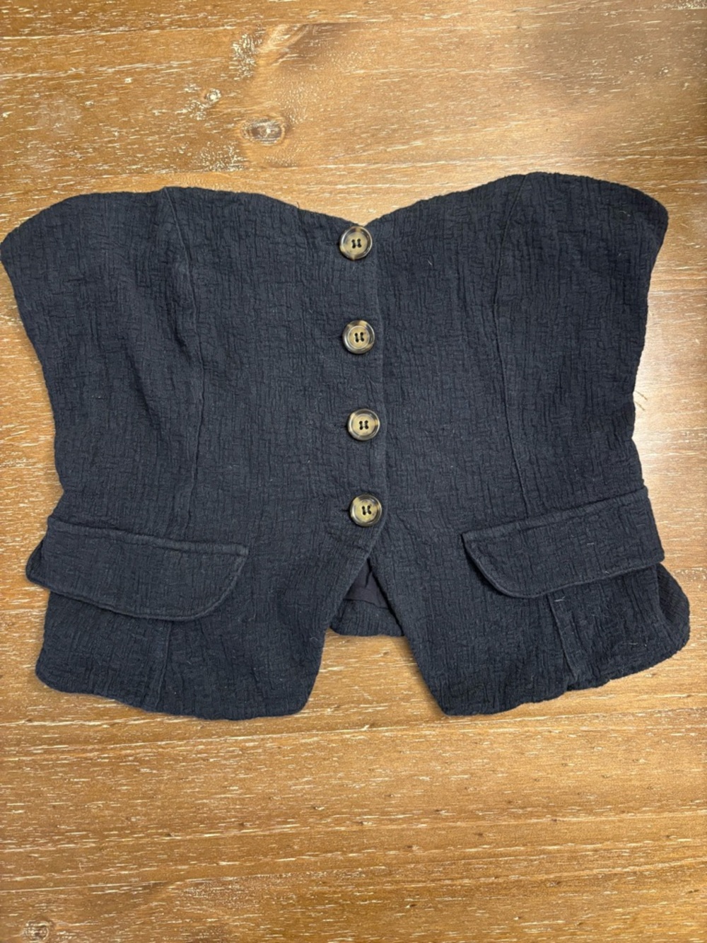 Anthropologie Black Strapless Button-Front Bustier Top - Picture 5 of 6